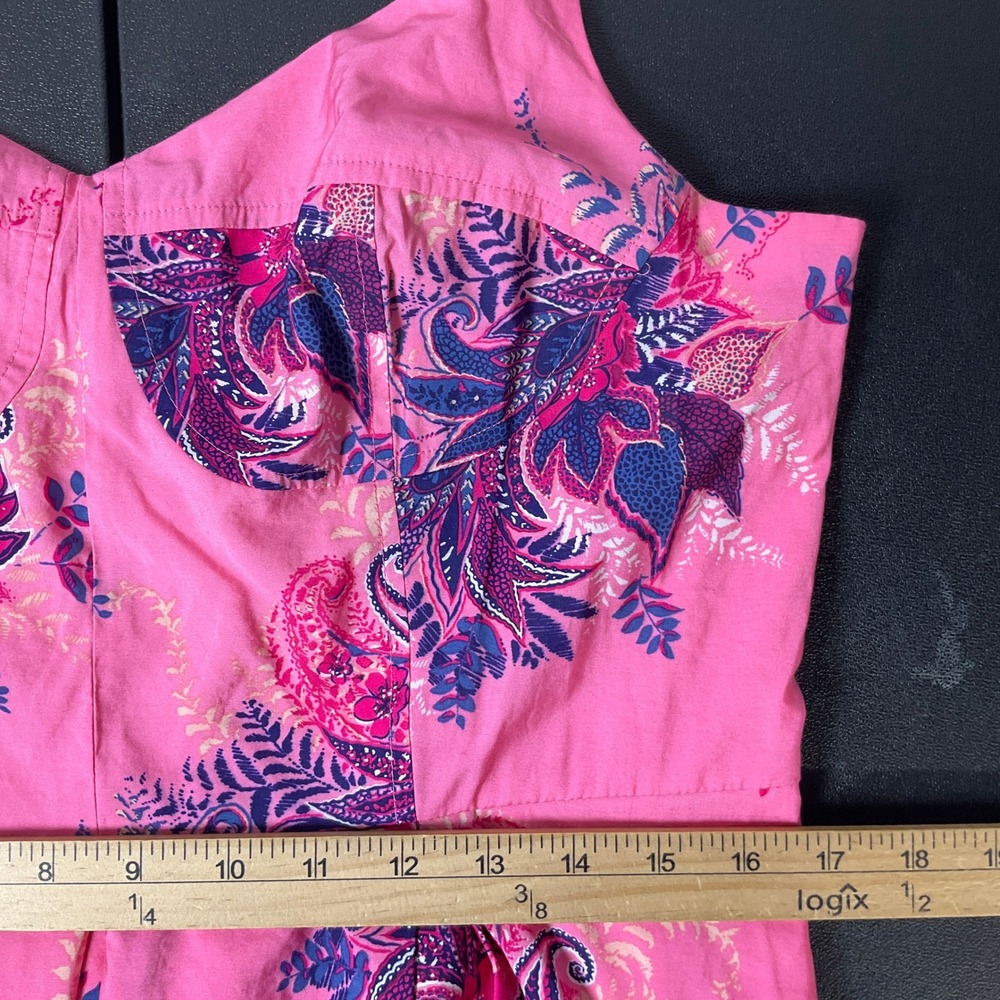 LOFT Paisley Floral Dress Womens 12 Pink Sweetheart Fit Flare‎ Preppy Whimsical - Picture 5 of 9